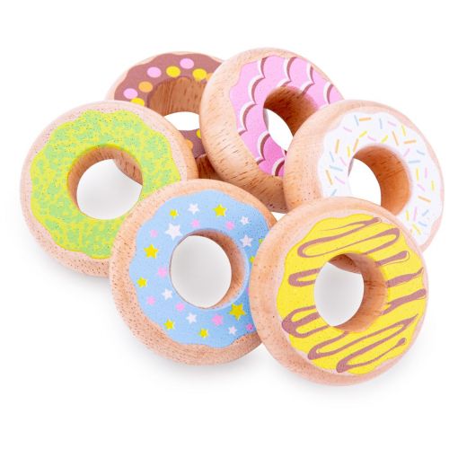 New Classic Toys Donuts i Træ - Sæt med 6 stk.