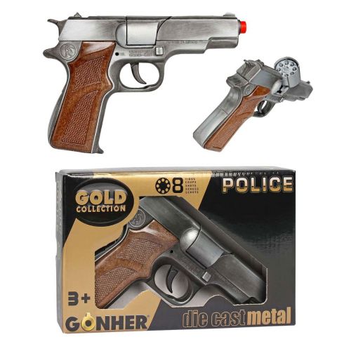 Gonher Gold Politi Pistol 8 skuds - legetøj
